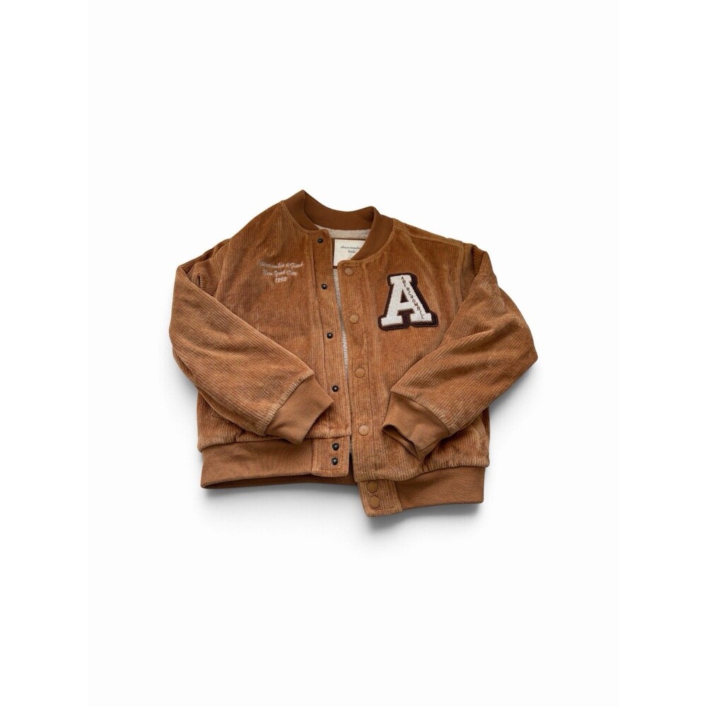 Abercrombie Kids Corduroy Bomber Varsity Jacket  Sherpa Lining Brown Boys 5/6